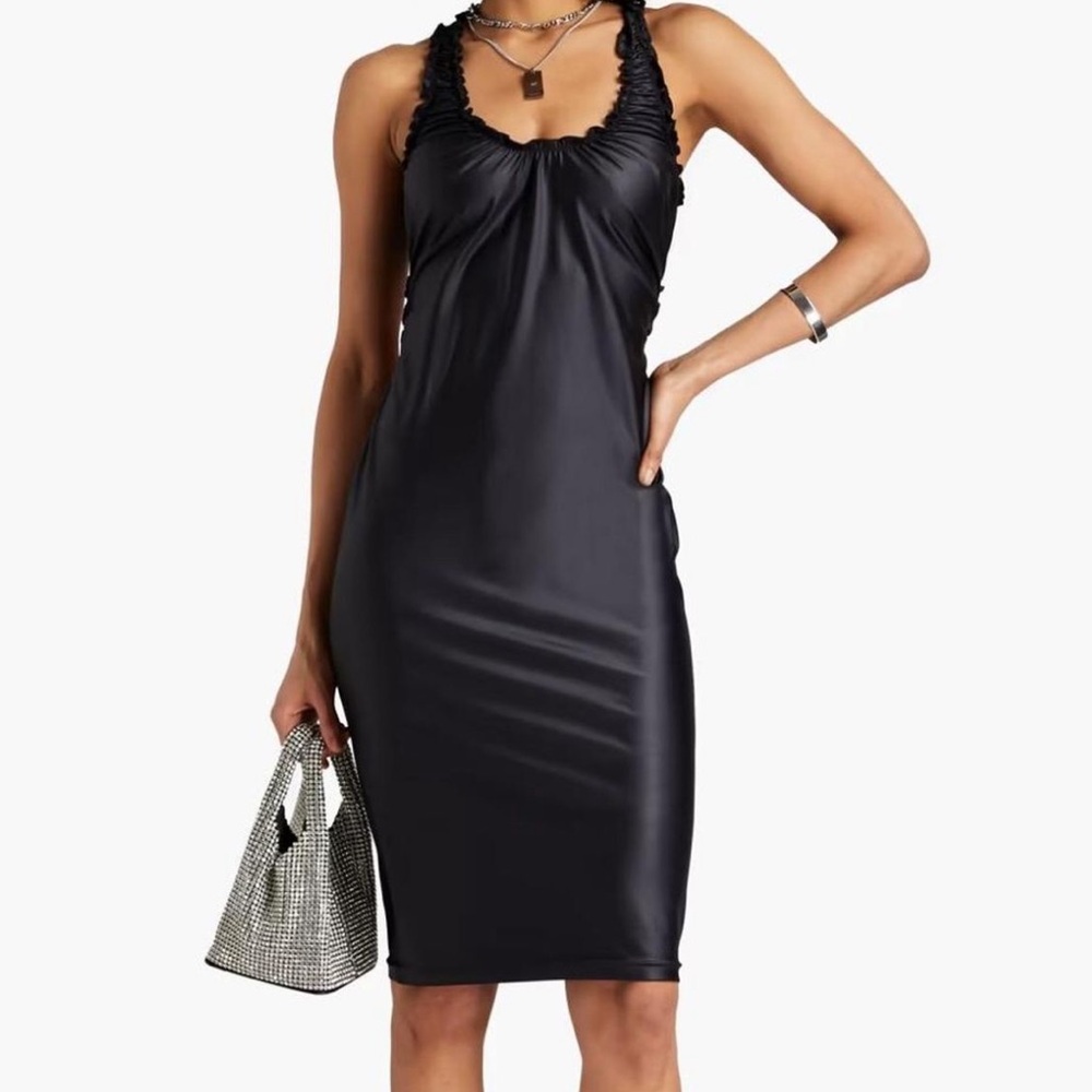 Alexander Wang Ruched Midi Tank Dress Black Open Back Size S NWT $495